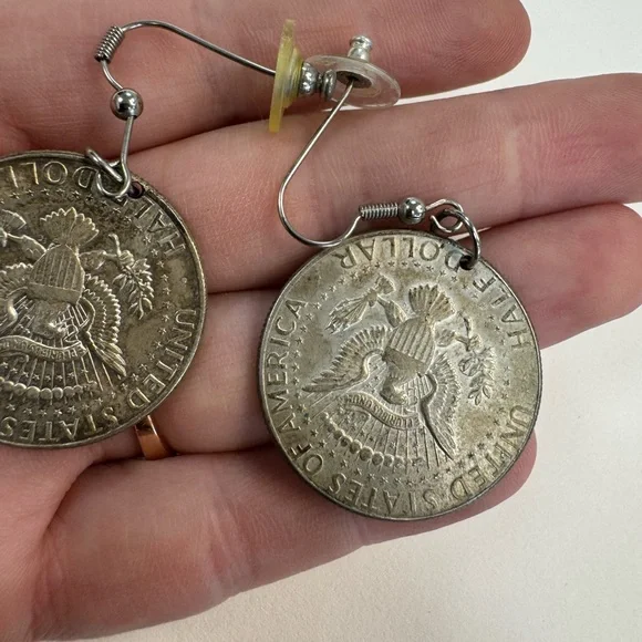 1/2 Dollar Silver Coin Dangle Earrings
